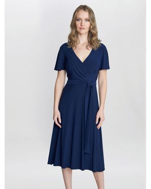 Gina Bacconi Donna Jersey Dress With Tie Belt - Blue