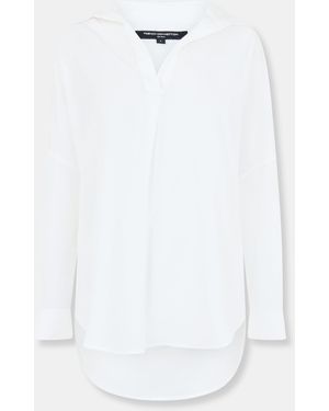 French Connection Rhodes Crepe Popover Shirt - White