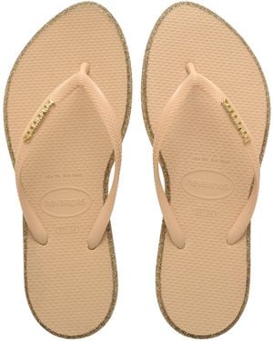 Havaianas Slim Point Glitter Flip Flops - Natural