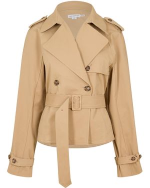 GOOD AMERICAN Cropped Trench Coat - Natural