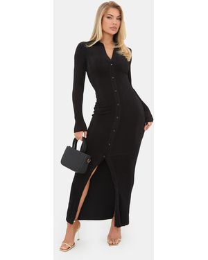 I Saw It First Long Sleeve Button Maxi Dress - Black