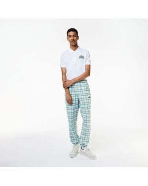 Lacoste Check Print Slim Fit Joggers - Blue