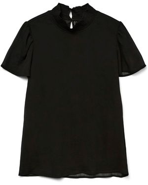 Vero Moda Open Neck Long-Sleeve Blouse - Black