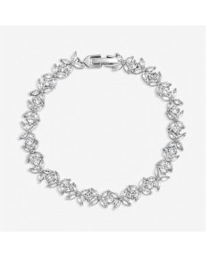 Jon Richard Rhodium Plated Cubic Zirconia Floral Bracelet - Metallic