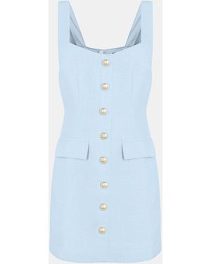 Bardot Emilie Boucle Mini Pinafore Dress - Blue