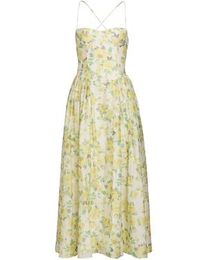 Bardot Estie Printed Floral Cotton Evening Maxi Dress - Yellow