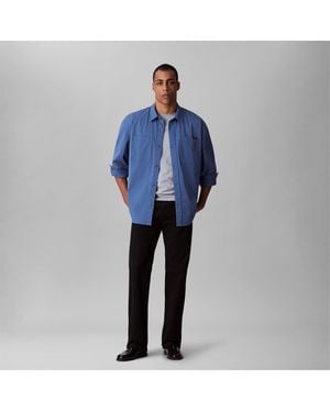 Calvin Klein Relaxed Chambray Cotton Long Sleeve Oversized Fit Overshirt - Blue