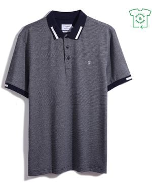 Farah Lonnie Jacquard Short-Sleeve Polo Shirt - Blue