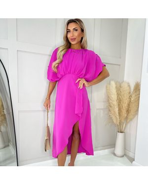 AX Paris Batwing Top Wrap Skirt Midi Dress - Pink