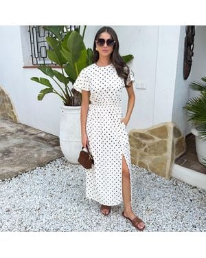 AX Paris And Polka Dot Flutter Sleeve Midi Dress - Grey