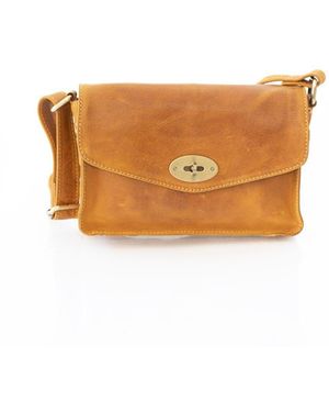 PRIMEHIDE Leather Columbia Ladies Medium Flapover Handbag - Brown