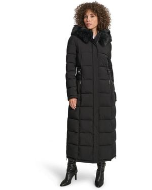 DKNY Longline Long Puffer Jacket - Black