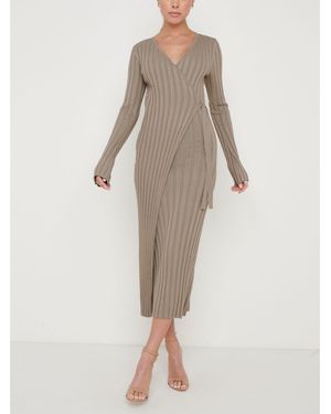 Pretty Lavish Ribbed Knit Jumper Dress - Natural