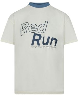 Red Run Logo Oversized T-Shirt - White