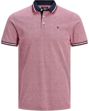 Jack & Jones Paulos Tipped Pique Short Sleeve Polo Shirt - Pink