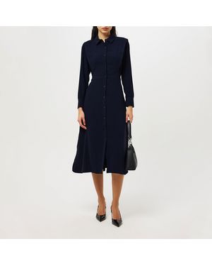 French Connection Brina Crepe Button-Down Maxi Shirt Dress - Blue