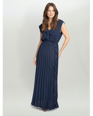 Gina Bacconi Caprice Maxi Dress With Frill Detail - Blue