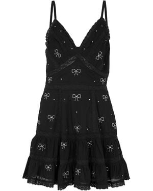 LoveShackFancy Solbina Mini Dress - Black