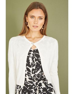 Yumi' Diamante Button Cropped Cardigan - Green