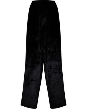 Balenciaga Shiny Velvet Wide Leg Trousers - Black