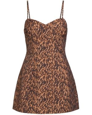 Bardot Marcello Hourglass Animal Print Lyocell Mini Dress - Brown
