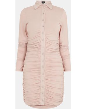 AX Paris Ruched Button Front Bodycon Dress - Pink