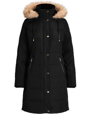 Ralph Lauren Fur Hood Medium Puffer Jacket - Black
