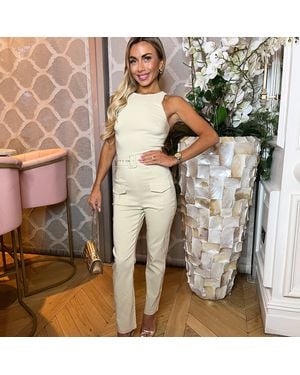 AX Paris Belted High Neck Cargo Jumpsuit - Multicolour