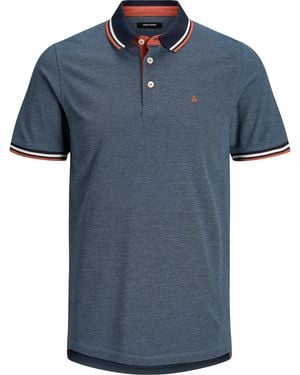 Jack & Jones Paulos Tipped Pique Short Sleeve Polo Shirt - Blue