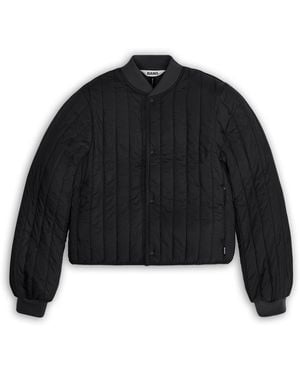 Rains Banja Liner Bomber Water Resistant Cropped Quilted Jacket - Black