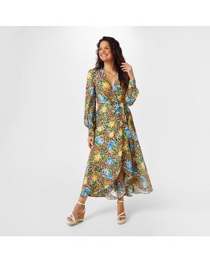Biba Printed Wrap Dress - Green