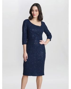 Gina Bacconi Cassandra Sequin Lace Dress - Blue