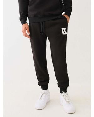 TRUE RELIGION Studded Registered Icon Closed Hem Fleece Joggers - Black