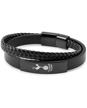 Team Officially Licensed Stainless Steel And Leather Ip Bracelet - Black