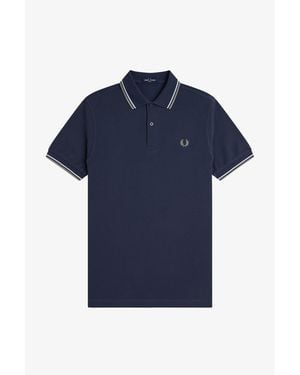 Fred Perry Short Sleeve Twin Tipped Polo Shirt - Blue