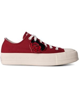 Converse Chuck Taylor All Star Platform Canvas Low Top Shoes - Red