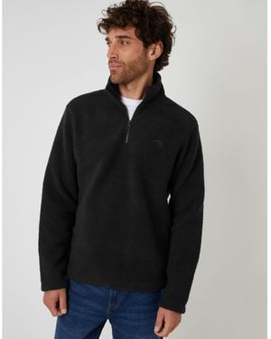 Threadbare Tb Token Quarter Zip Fleece - Black