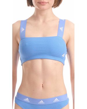 adidas Ribbed Bandeau Strapless Bra - Blue