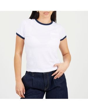 Brave Soul Short Sleeve Chest Pocket T-Shit With Contrast Neck And Sleeve Rib - White
