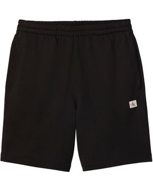 Calvin Klein Woven Badge Fleece Jogger Shorts - Black