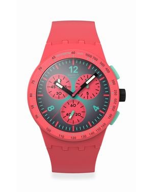 Swatch Adults Paradiso 53 Analogue Quartz Watch - Red
