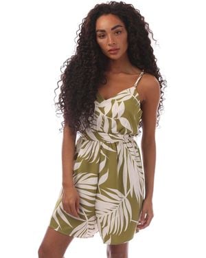 ONLY Nova Carly Leaf Print Playsuit - Brown