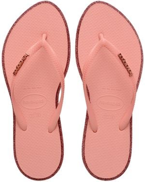 Havaianas Slim Point Glitter Flip Flops - Red