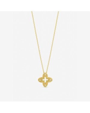 Jon Richard Plated Textured Crystal Clover Pendant - Metallic