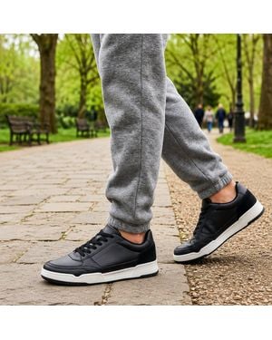Thomas Blunt Lace-Up Contrast Sole Casual Trainer - Black