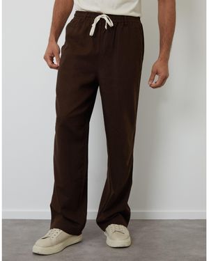 Threadbare Straight Leg Trousers - Brown