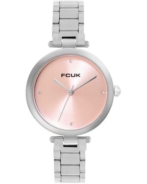 French Connection Case Round Shape Strap Quartz Watch - Pink