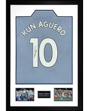 The Fan Cave Sergio Aguero Signed Manchester City Shirt Premium - Blue