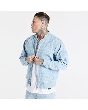 SIKSILK Ribbed Bomber Jacket - Blue