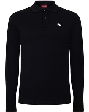 DIESEL T-Smith-Doval Long Sleeve Polo Shirt - Black